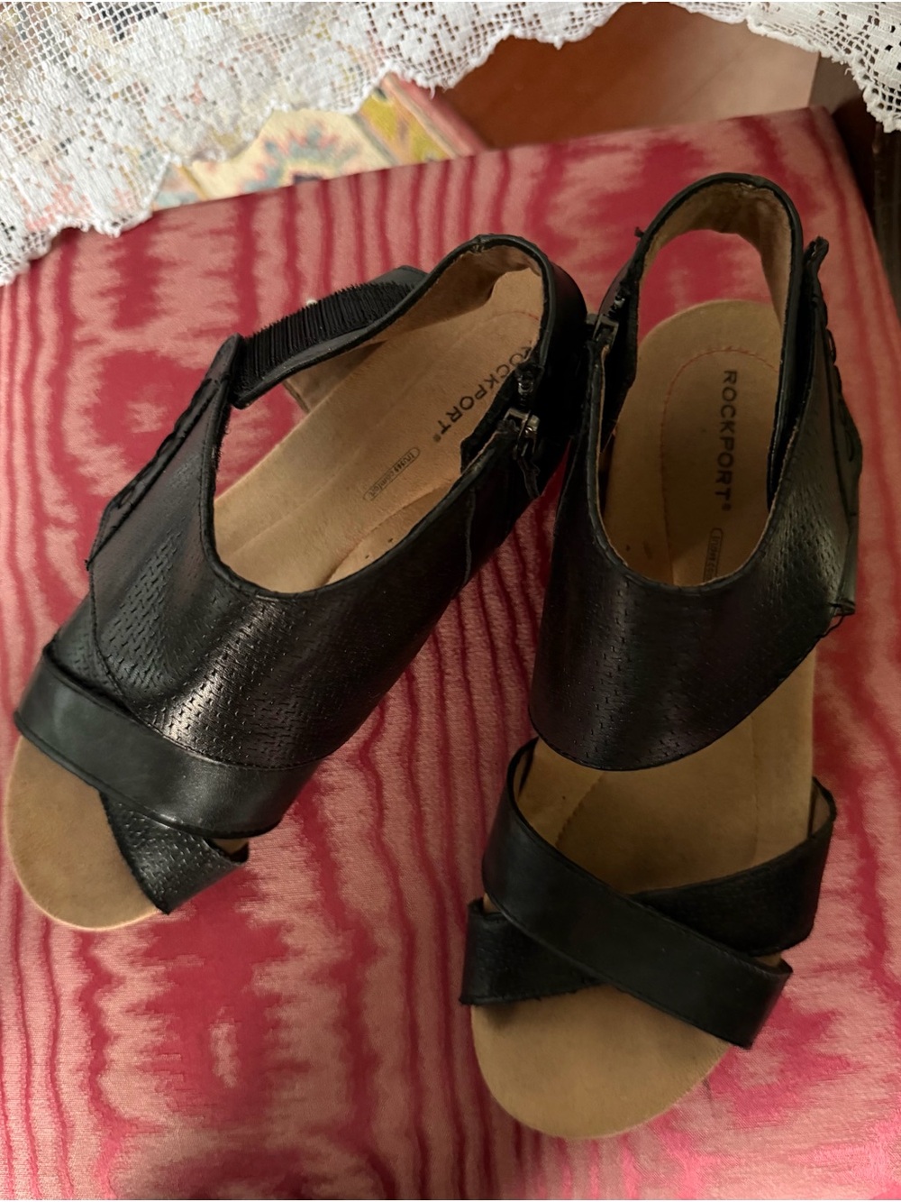 Rockport Black Leather Crossover Slingback Sandals size 8.5 Medium